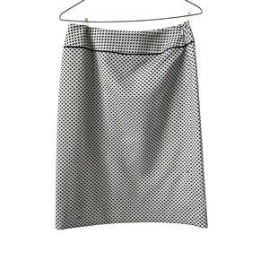 Isabella‎ DeMarco Tahari Levine Polka Dot Pencil Skirt 2 White Black Textured
